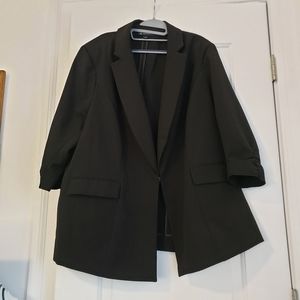 INC 3x 3/4 Ruched Sleeve Blazer Black